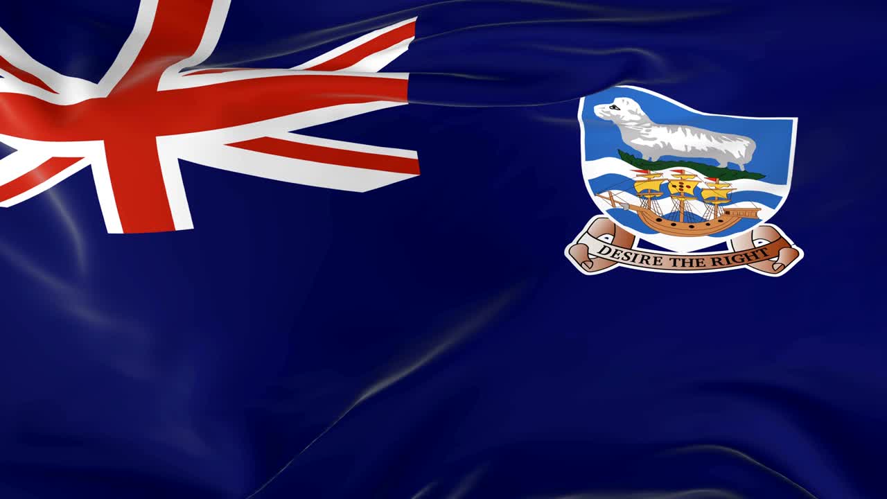 포클랜드 섬의 배경으로 은 발을 흔들고 있습니다.