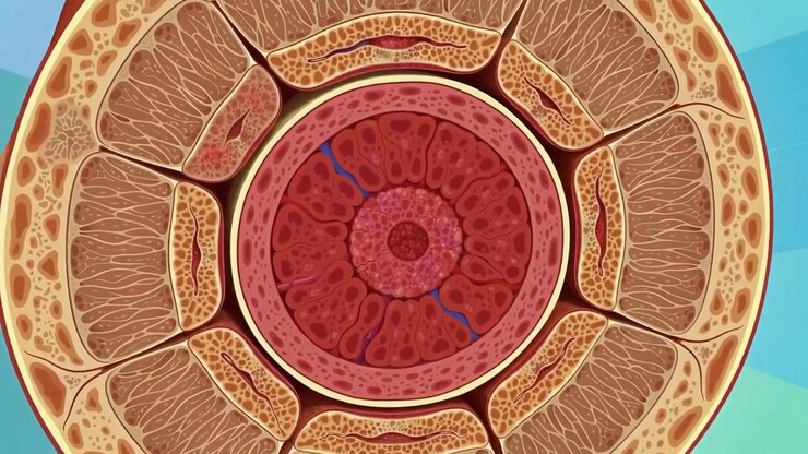 Cross-Section Illustration Of A Dense Bone Section, Layer Upon Layer Of Compact Bone Tissue