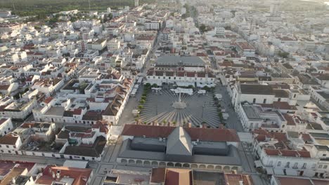 aerial view of praça marquês de pombal in vila real de santo antonio