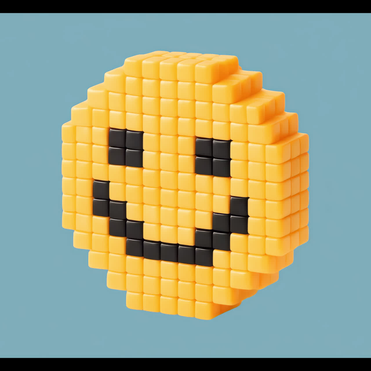 Pixeleret smiley-kubeanimation, isoleret aktiv, transparent 4K-video, alfakanal, ProRes