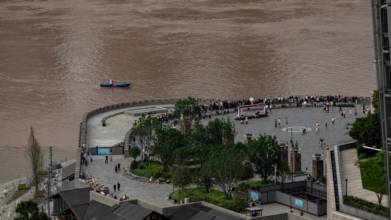 Timelapse of the amazing Chongqing cyberpunk city skyline from a high vantage point with the yangtze river