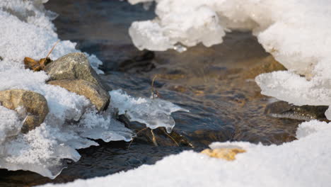 fresh snow on the rocky river stream