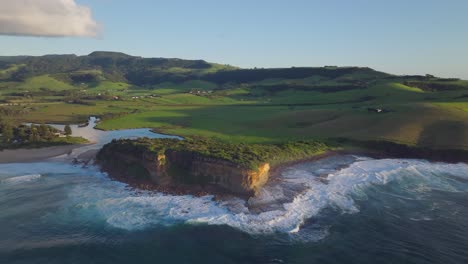 Early-morning-drone-shot-of-Gerringong-in-New-South-Wales-Australia