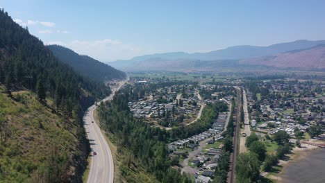 traveling the trans-canada highway: aerial perspective near chase village