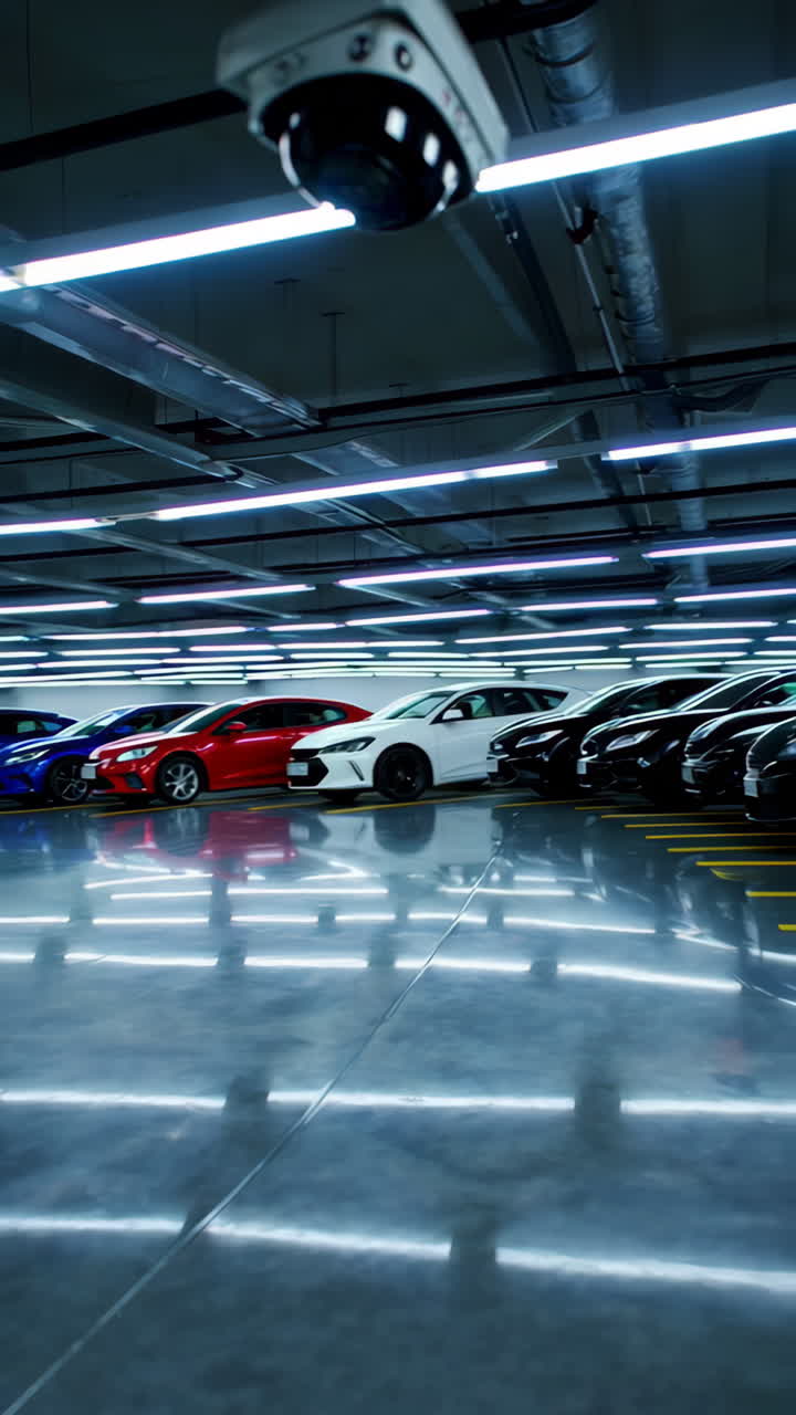 Underground Parking Garage with Security Camera