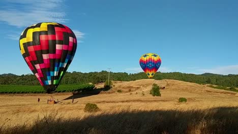 Hot-air-balloon-lands-on-field-as-it-is-being-prepared-to-be-deflated