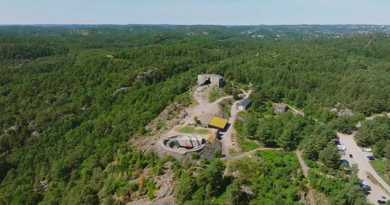 Luftaufnahme der Küstenbatterie Møvik Fort aus dem Zweiten Weltkrieg bei Kristiansand