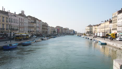 Sète-Stadt-Herault-Occitanie-Kanal-Königliche-Wohnhäuser-Gegend