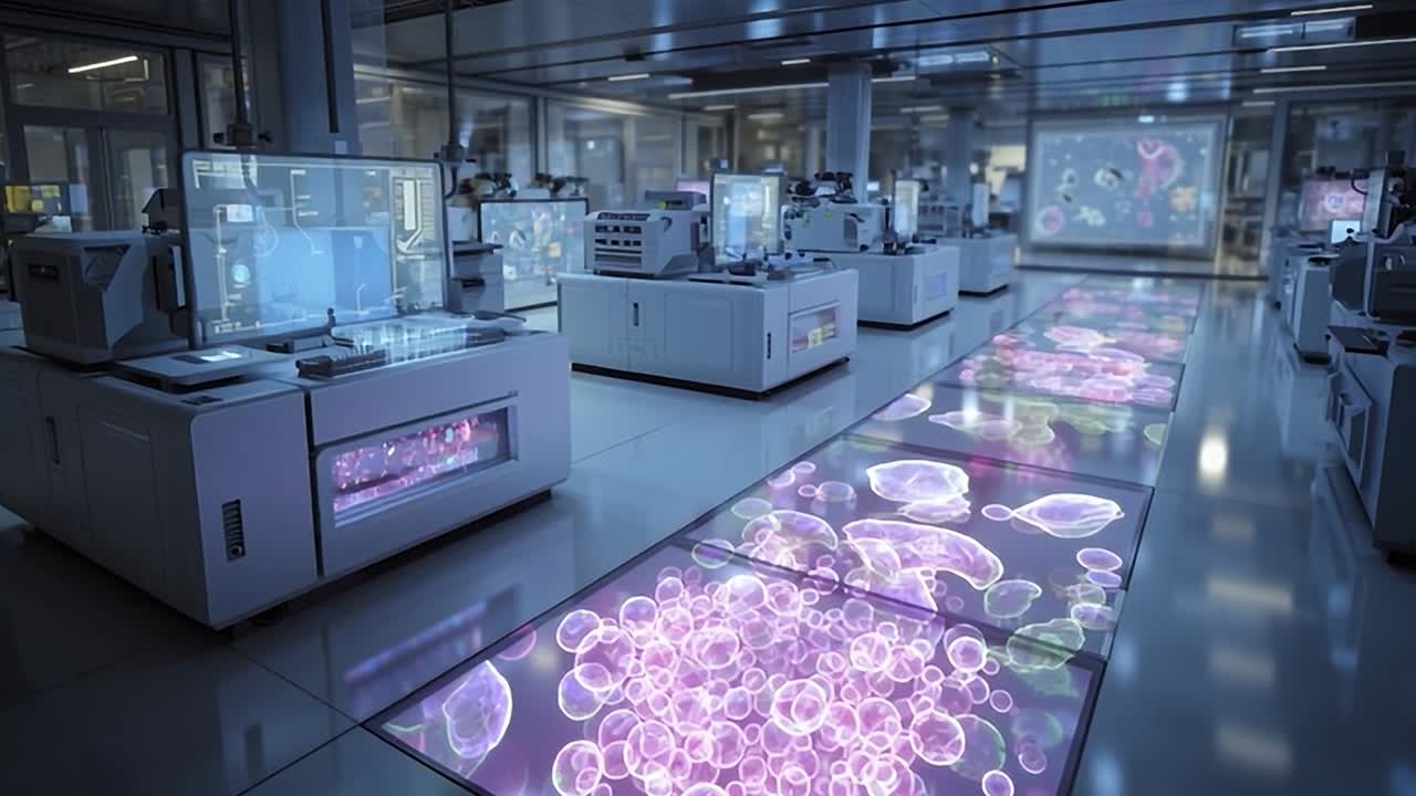 High-tech laboratory showcasing advanced research and interactive displays