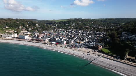 little-town-on-the-coast-with-a-wonderful-stone-beach,-atlantic-ocean,-drone,-france,-etretat