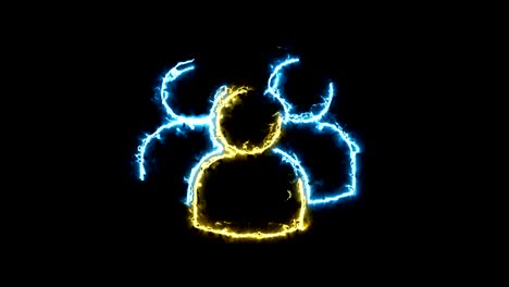 un signo de muchas personas, una silueta en un aura de energía brillante. dos soluciones de color