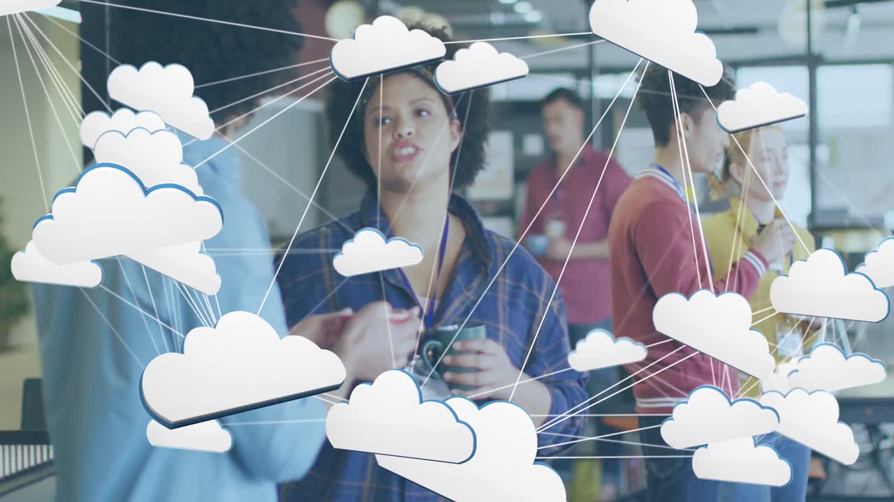 animación de la red de conexiones con iconos sobre diversas personas de negocios