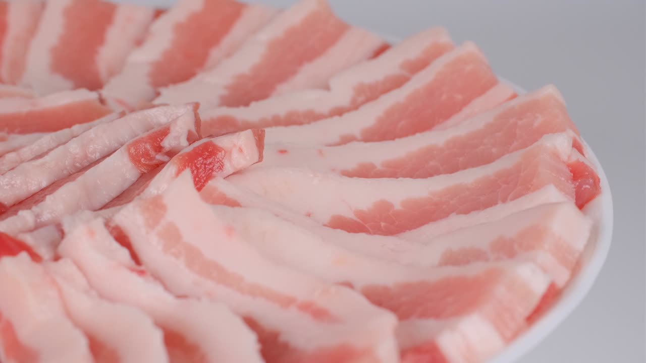 돼지고기 갈비 큰 접시 둥근, 비디오 클립