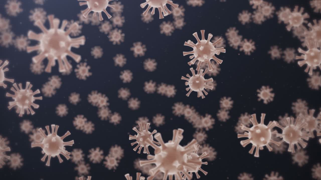 Virus cells floating around with other particles. Seamless loop