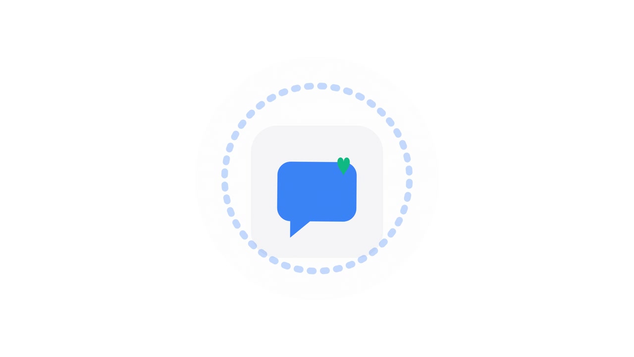 Icona bolla di chat animata con notifica a cuore
