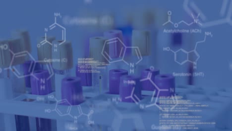 Animación-Del-Procesamiento-De-Datos-Científicos-Sobre-Tubos-De-Ensayo-En-Laboratorio