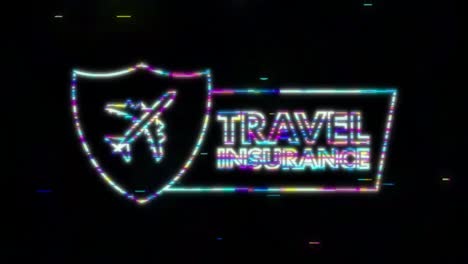 seguro de viaje al estilo de glitch. gráfico de movimiento