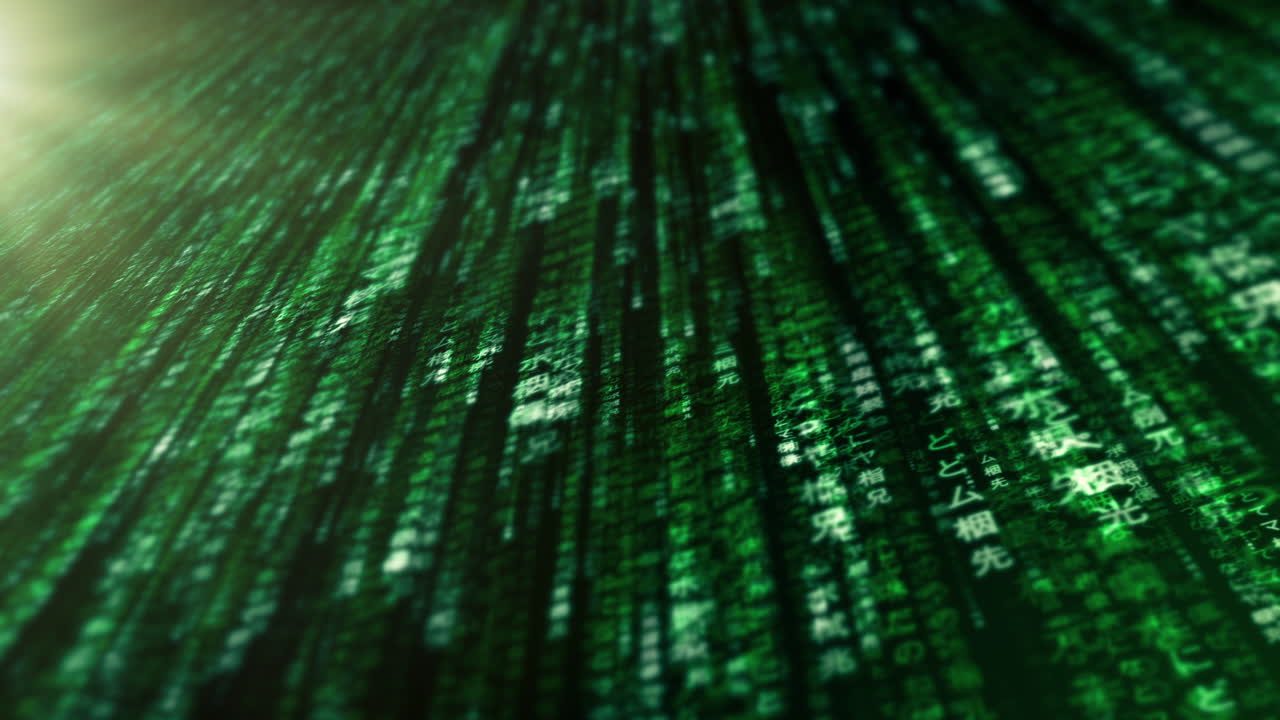 Data matrix simulation UI with cutting-edge digital environment with a dynamic and immersive display of interconnected data matrix information networks systems background