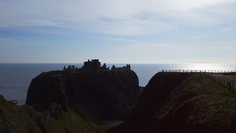 aerial journey towards dunnottar castle in scotland