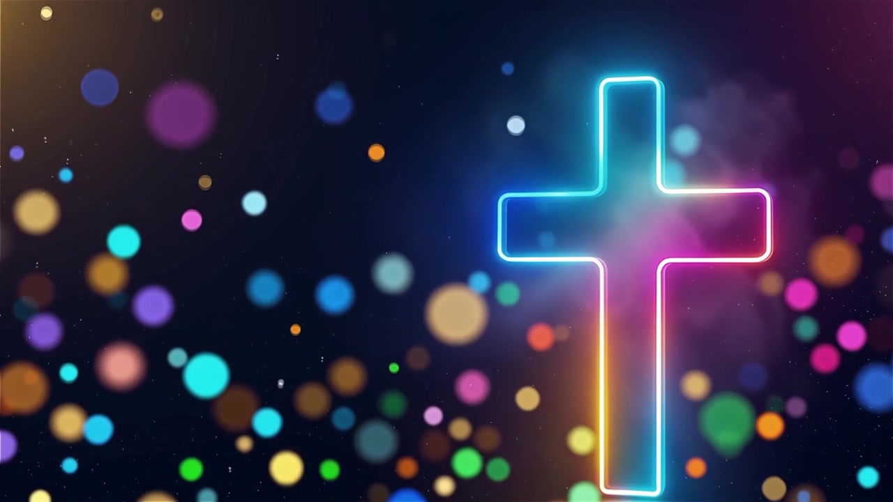 Christliches Kreuz, himmlisches Licht, Anbetungshintergrund.