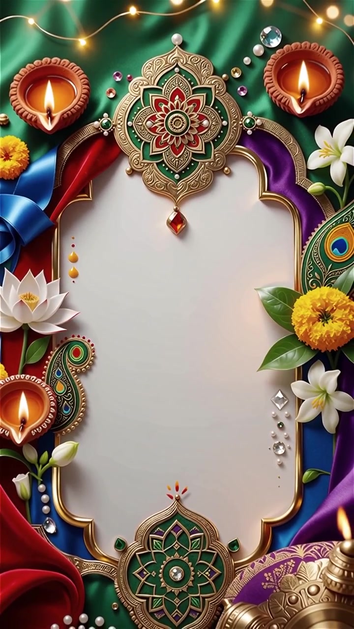 Sfondo del Festival Diwali con lanterne e decorazioni tradizionali Diyas.