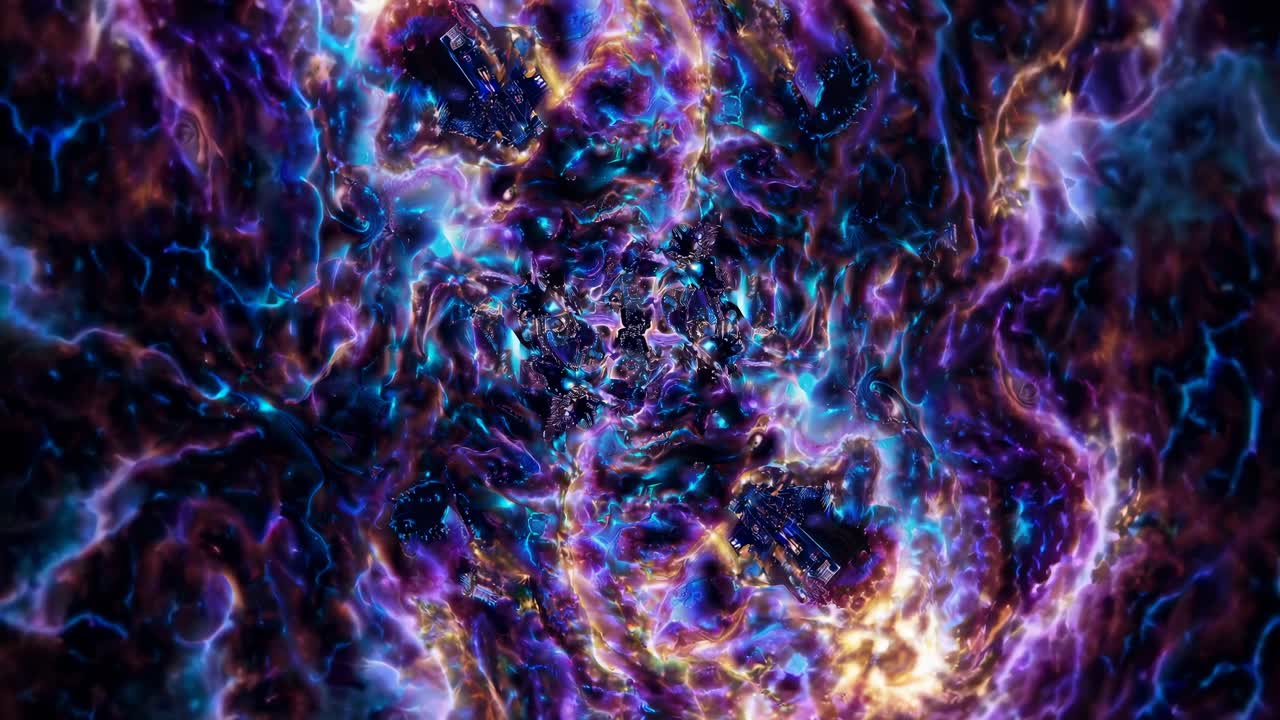 A mesmerizing kaleidoscope of swirling cosmic colors in a top-down angle, creating a psychedelic