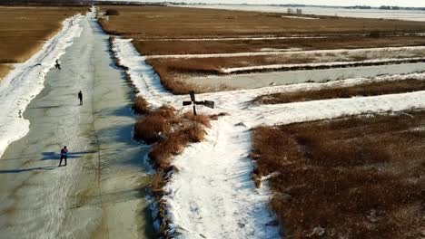 Eislaufen-Im-Nationalpark-&quot;deweerribben&quot;,-Overijssel,-Niederlande