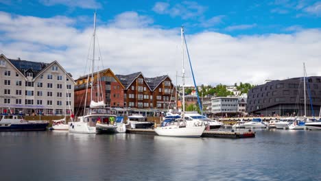 view of a marina in tromso, north norway