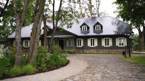 shot of old and historical barborlaukio manor end in sveicarija, lithuania