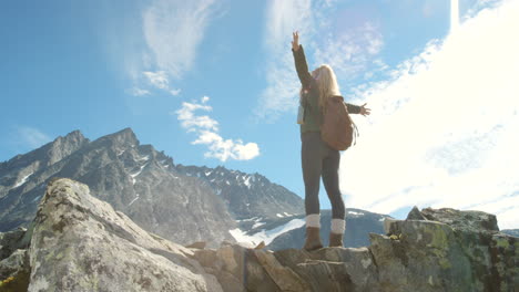 woman hiking in mountains