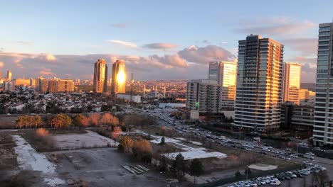 provincia de ankara, distrito de çankaya, ciudad moderna, vista al atardecer.
