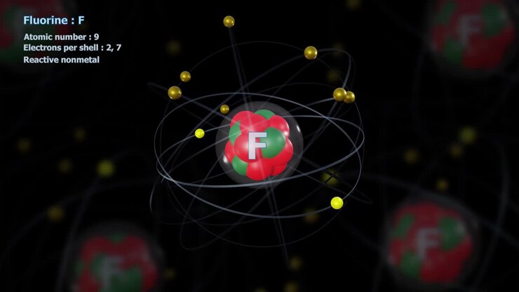 Diğer atomlarla sonsuz yörünge dönüşünde 9 elektronlu Flor atomu