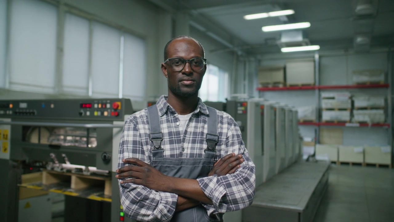 Portrait of Confident African American Technician in Printing House