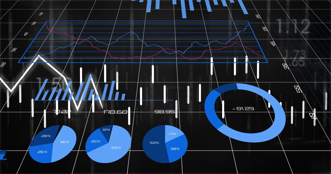Animated Digital Business Data Charts and Graphs