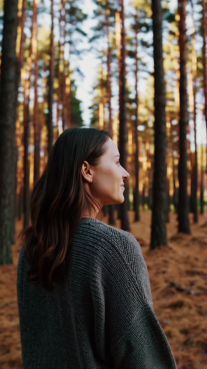 Woman enjoying the peaceful forest
