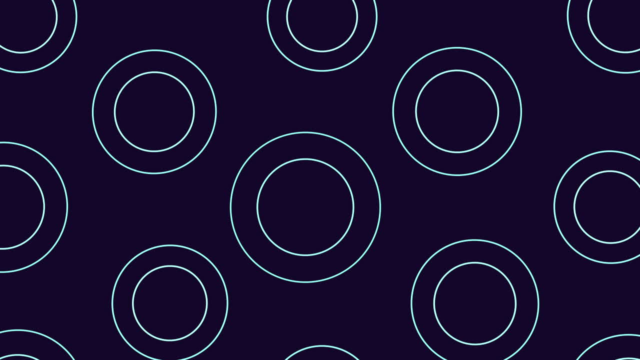 Neon rainbow rings pattern in rows on black gradient