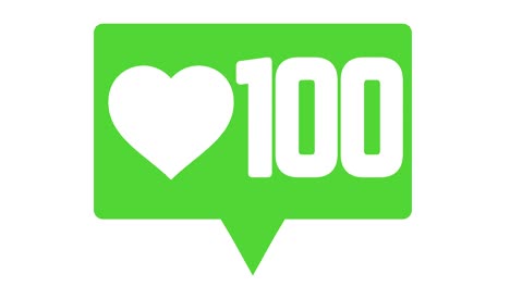 social media heart with count ups to 100 green