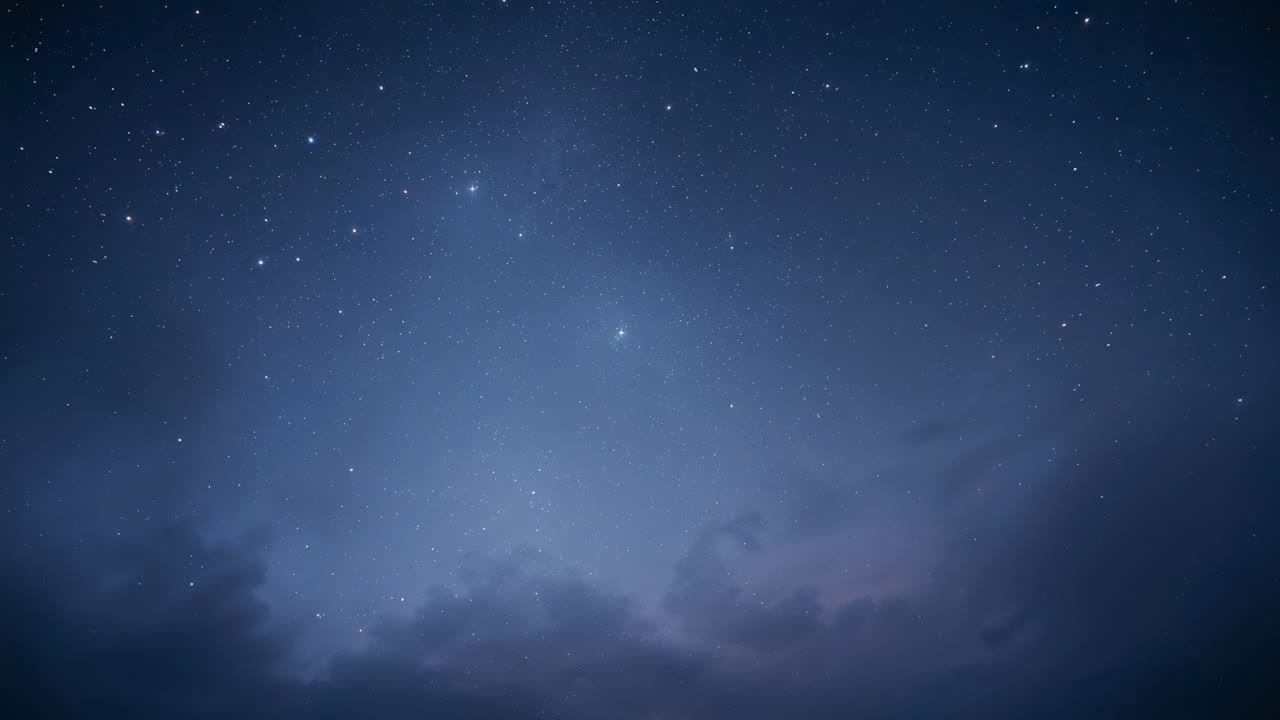 Recording starting to capture starlit night sky showing twinkling stars and moving low cloud bank