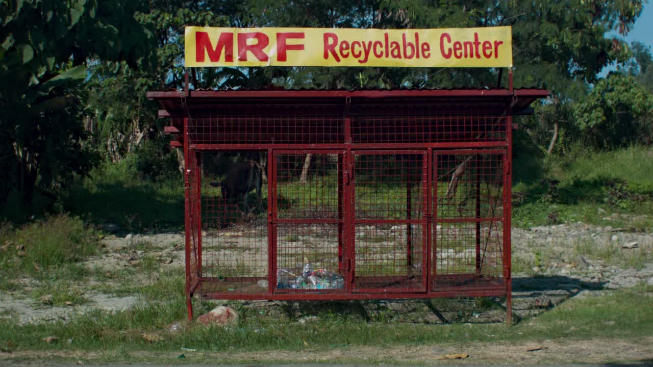 MRF Recyclable Center. Segregated rubbish bin.