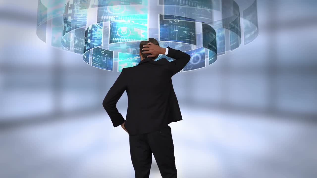 비즈니스맨 처리 회전 인터페이스