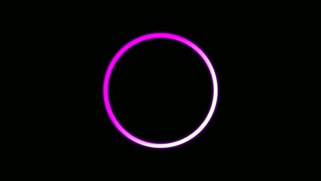 círculo de luz de neón animación de borde vacío en fondo negro.4k iluminado