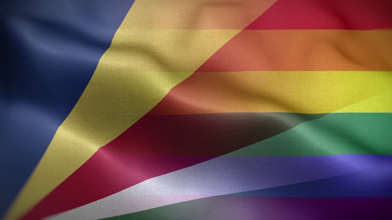 LGBT Seychelles Flag Loop Background 4K