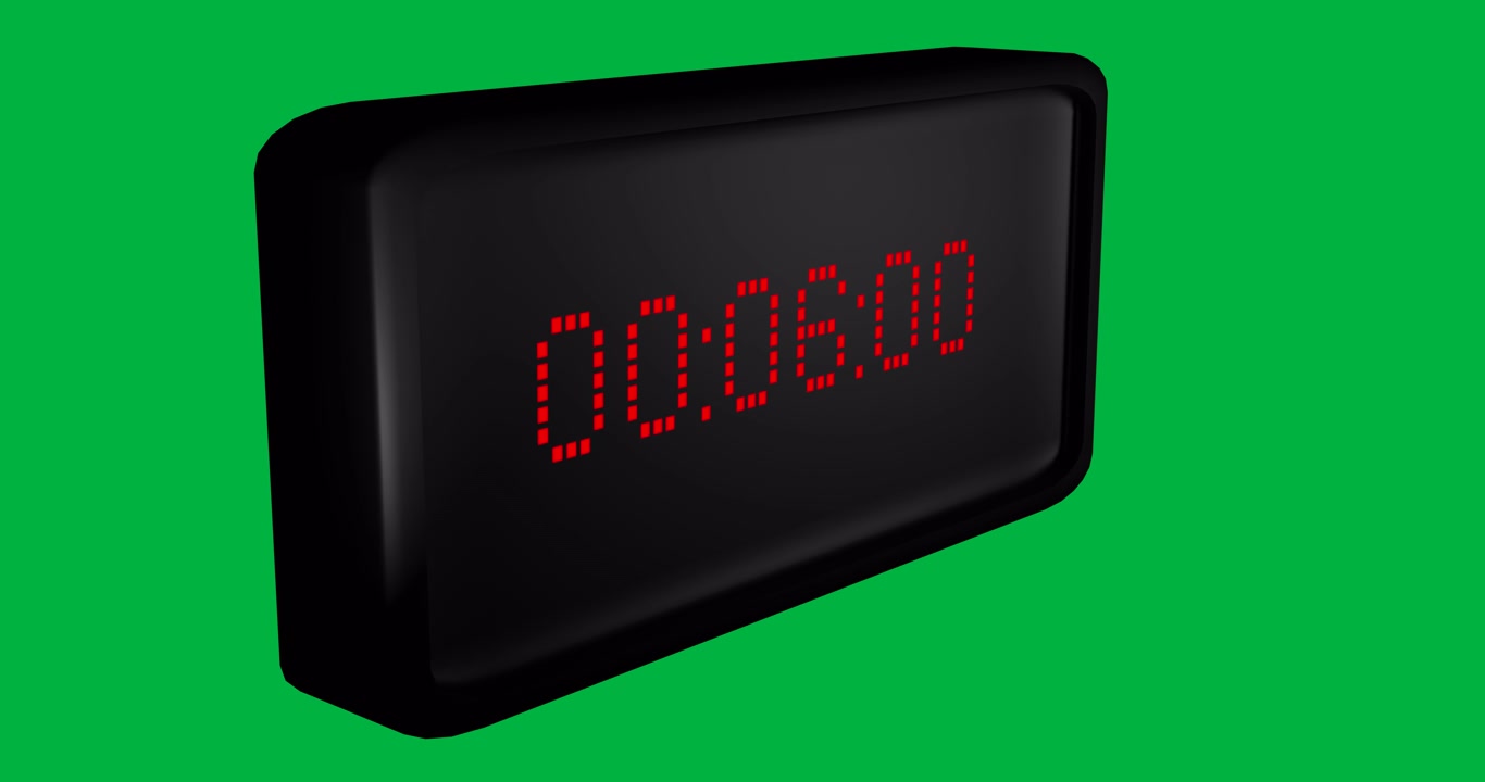 Animation of digital timer with red digits showing countdown on transparent background