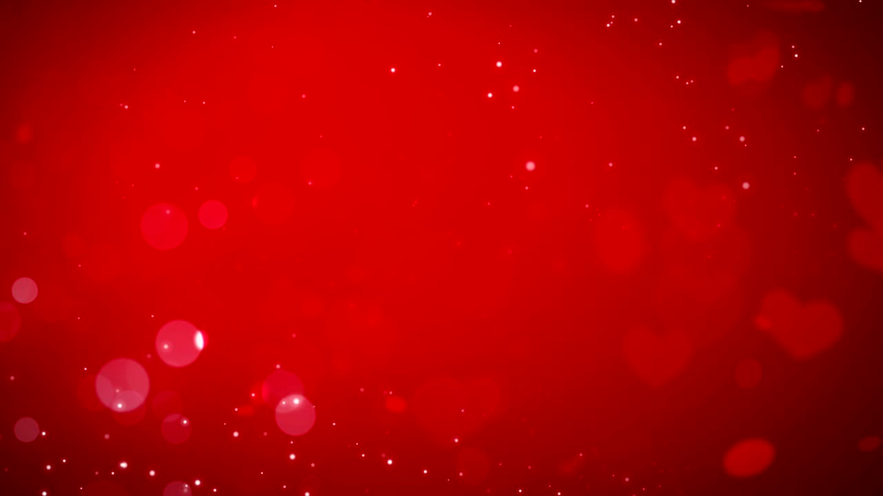Texture di cuori rossi e coriandoli. Sfondo per San Valentino. Loop 4K