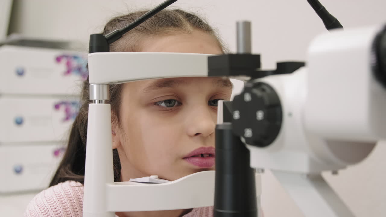 Little Girl At Oculist Office