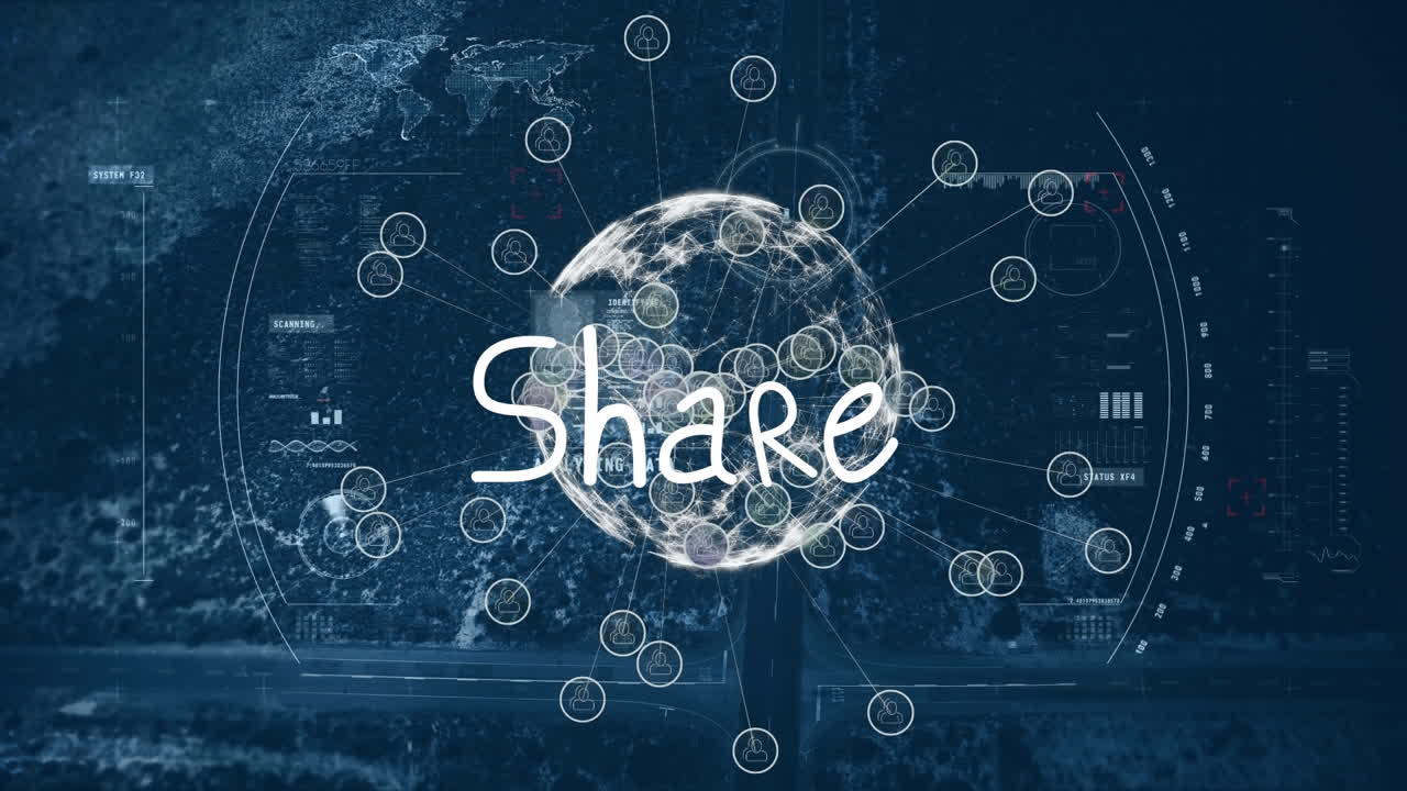 Animation of share text over globe