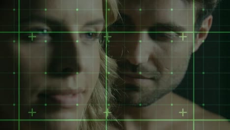 animación del procesamiento de datos sobre la pareja caucásica