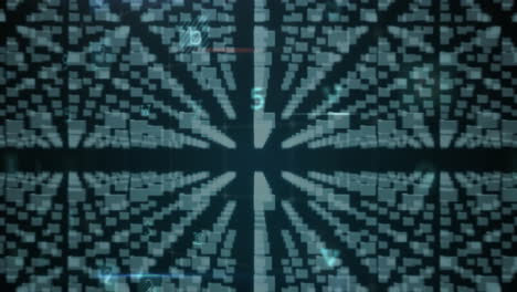 animation of security padlock and data processing over navy background