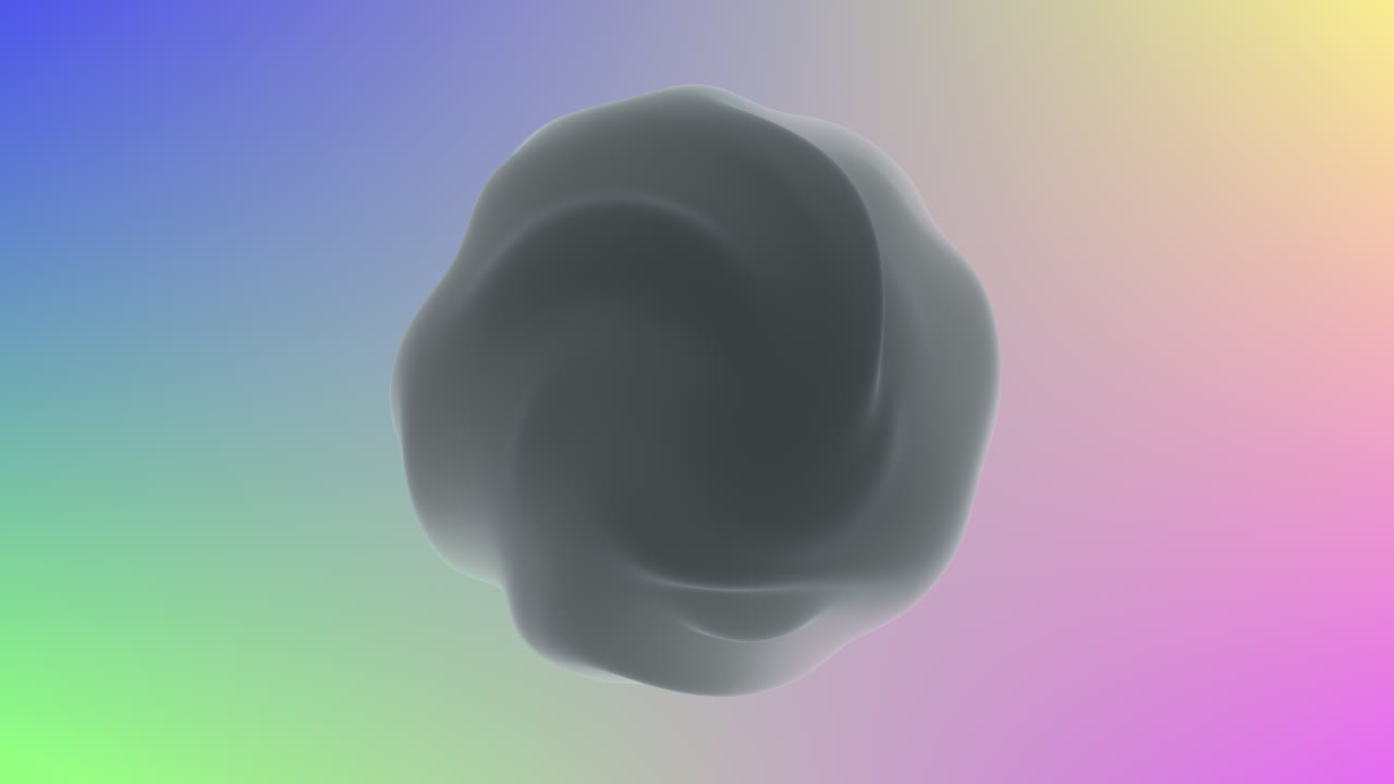 Floating black sphere on colorful background