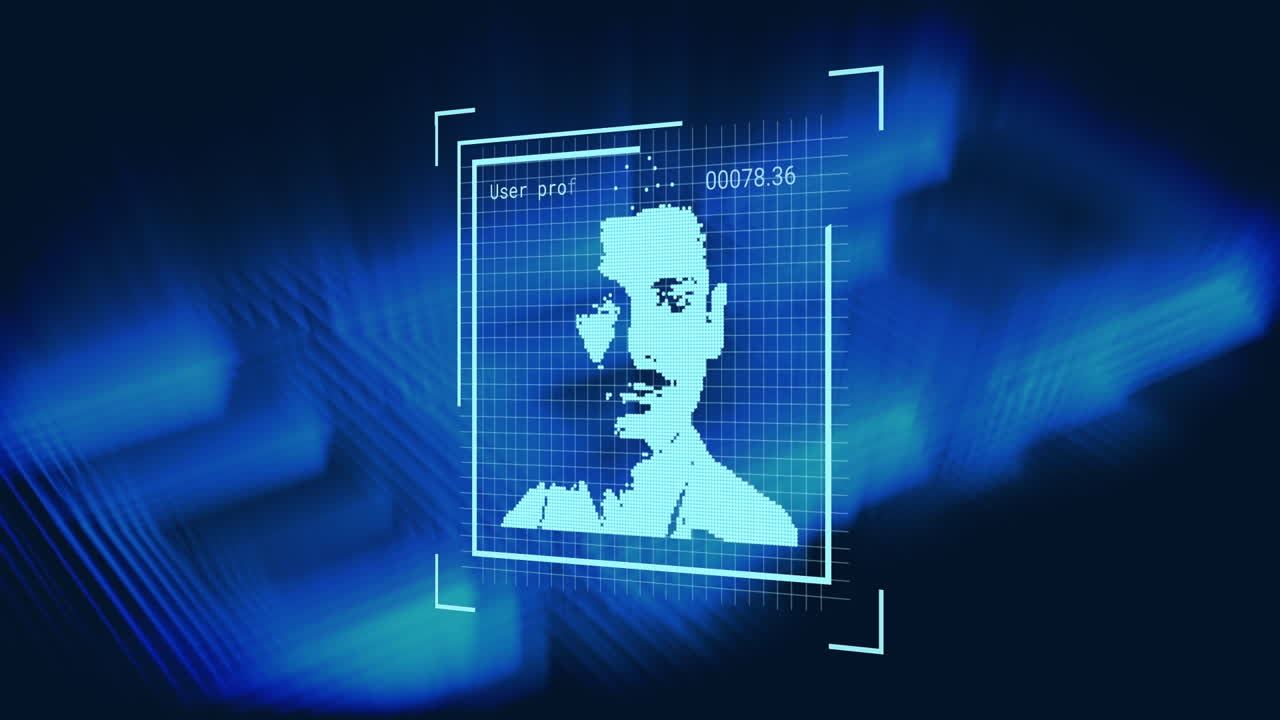 어두운 배경에 디지털 인터페이스의 애니메이션